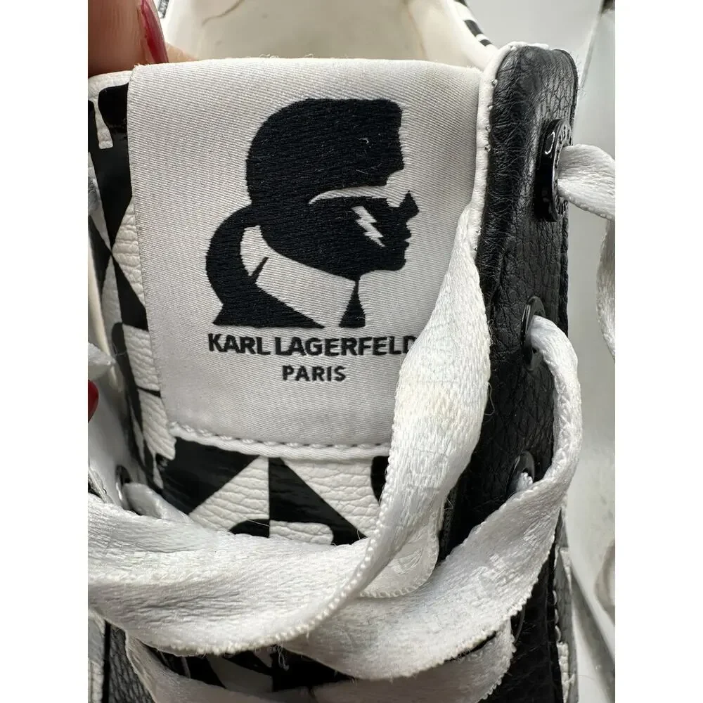 Karl Lagerfeld Paris Cate Diamond Sneakers Mens Size 11 Black White Graphic